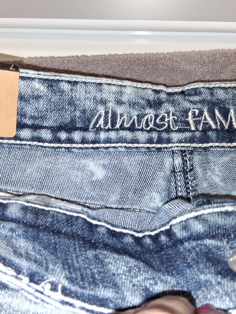 Almost Famous Acid Wash Denim Fringe Women's Shorts - Blue - Picture 3 of 5
